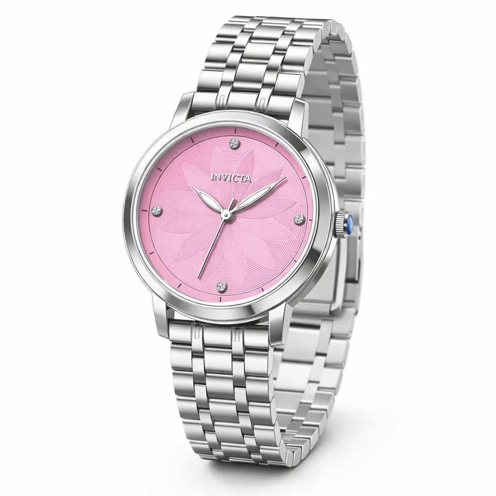 Invicta Women's Silver Bracelet Watch with Pink Sunburst Dial